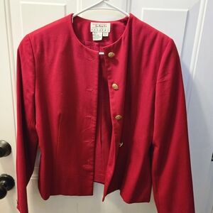 Talbots Bold Red Blazer with Gold Buttons